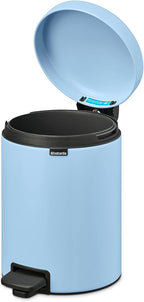 NewIcon Pedal Bin 5L - Small Waste Bin for Bathroom or Toilet - Soft Closing Lid - Light Pedal Operation - with Removable Inner Bucket - Non-Slip Base - Dreamy Blue - 21 x 27 x 29 cm