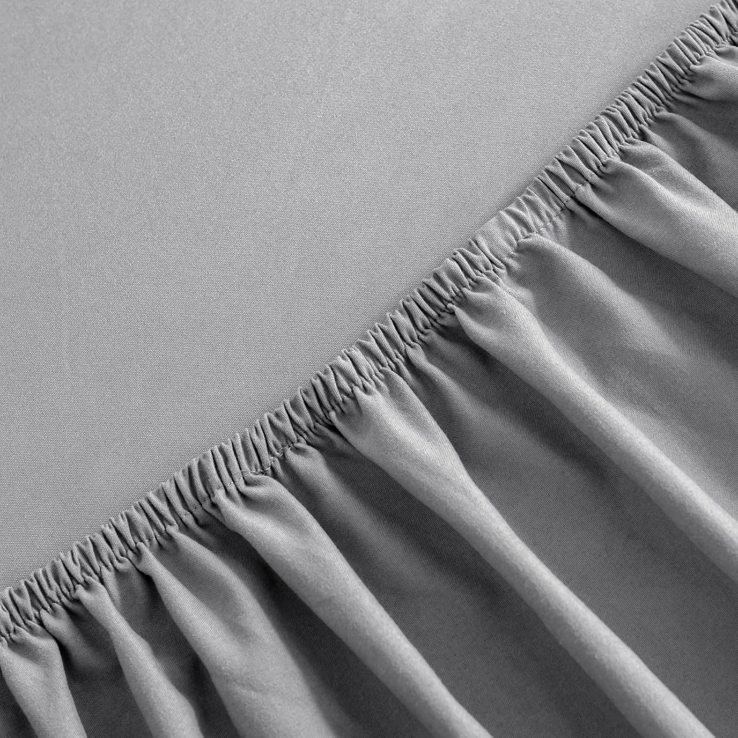 Fitted Sheet Bed Sheets King 25CM Extra Deep Pocket Soft and Breathable Machine Washable Fitted Bedding Sheets (Dark Gray, King)