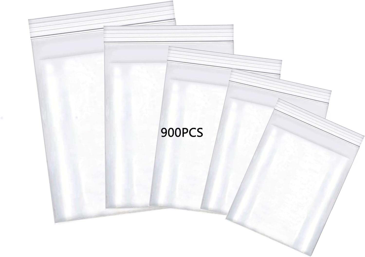 900pcs Grip Seal Bags Mixed Size Small Clear Resealable Storage Pouches Poly Perfect for Small Cookies Sweets Jewellery and Diamond Painting 100µ Main image