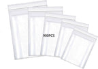 900pcs Grip Seal Bags Mixed Size Small Clear Resealable Storage Pouches Poly Perfect for Small Cookies Sweets Jewellery and Diamond Painting 100µ