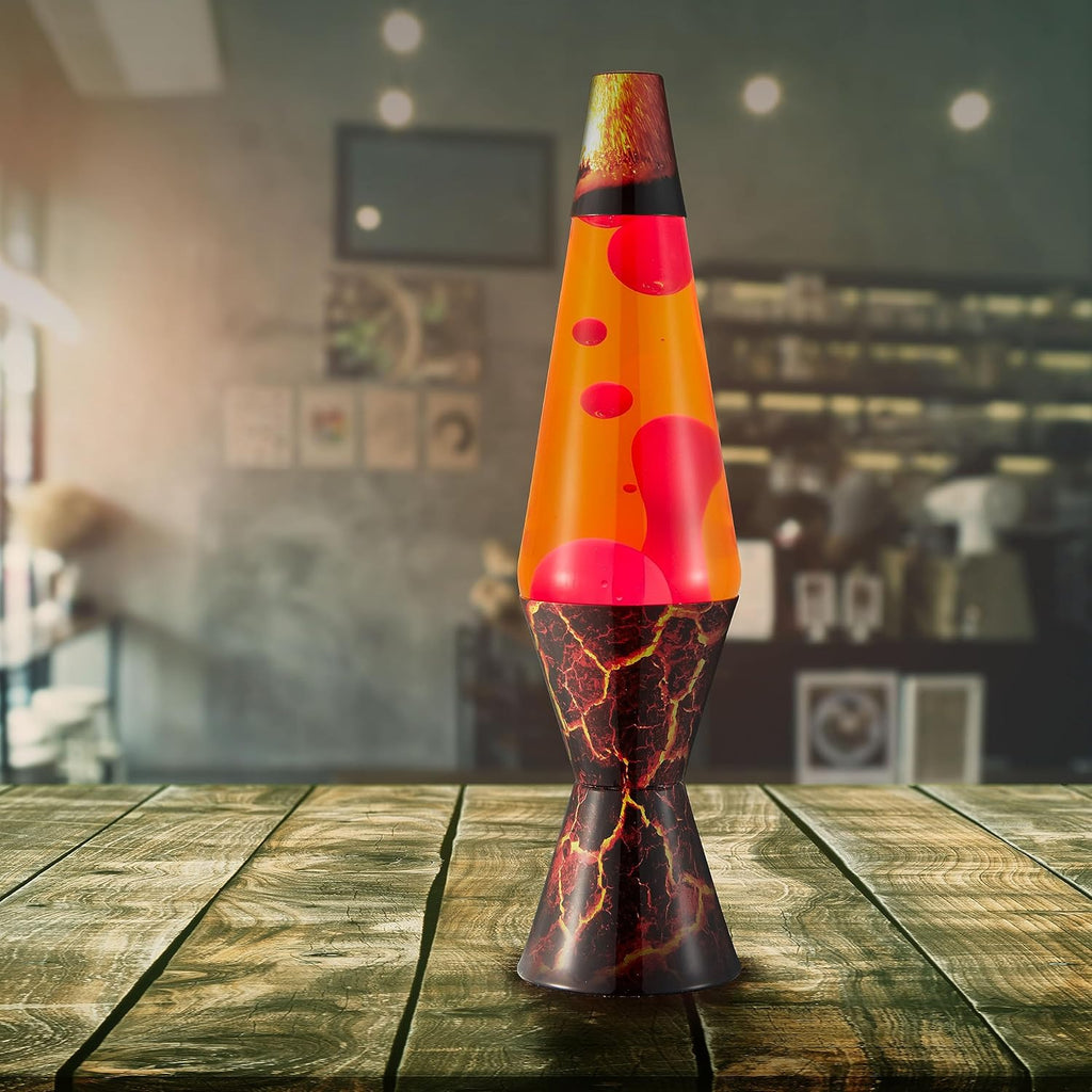 Lamp - 14.5" Volcanic Crags - The Original Motion Lamp - Red and Orange Liquid with Printed Base - Item #2078