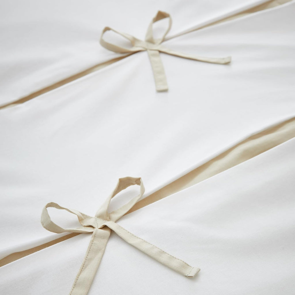 Milo Bow Double Duvet Cover Set with Pillowcases Natural