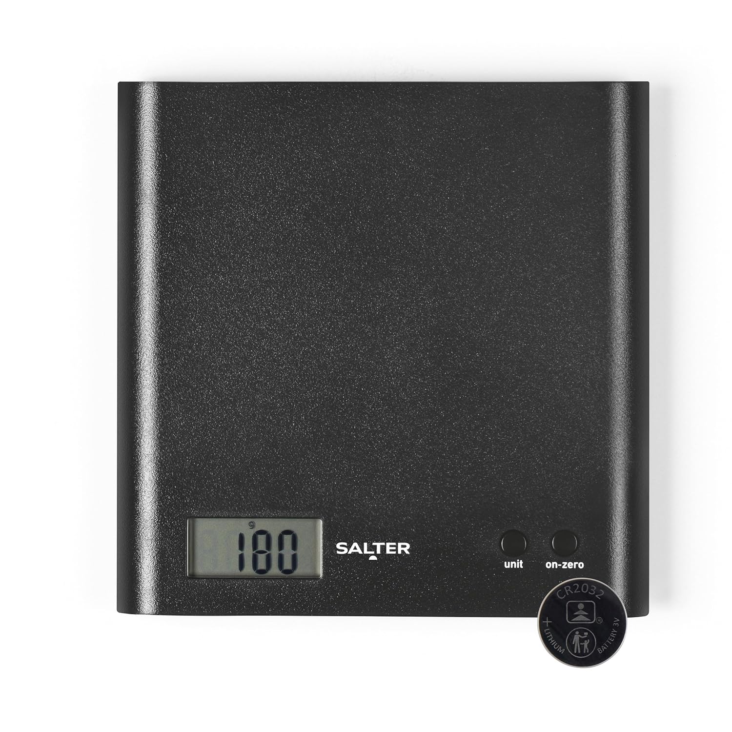 Arc Kitchen Scale – Digital Food Weighing Scales For Precise Cooking/Baking, Slim Platform for Compact Storage, Add & Weigh/Tare Function, 3kg Capacity, Battery Included, Black