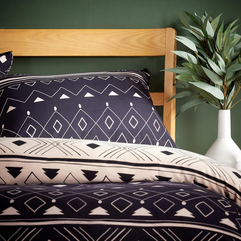 Super Soft Flannel Duvet Cover Set Quilt Bedding Covers with Pillowcases Luxurious Colourful Checked Printed Design Reversible Pattern for Comfort Sleep, Oslo Black Double