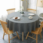 AooHome Tablecloth Round Φ120cm Grey, Wipe Clean Tablecloths Washable Polyester Faux Linen Tablecloth Water-repellent with Lotus-effect, Durable Scratch Resistant for Dining room, Balcony, Garden