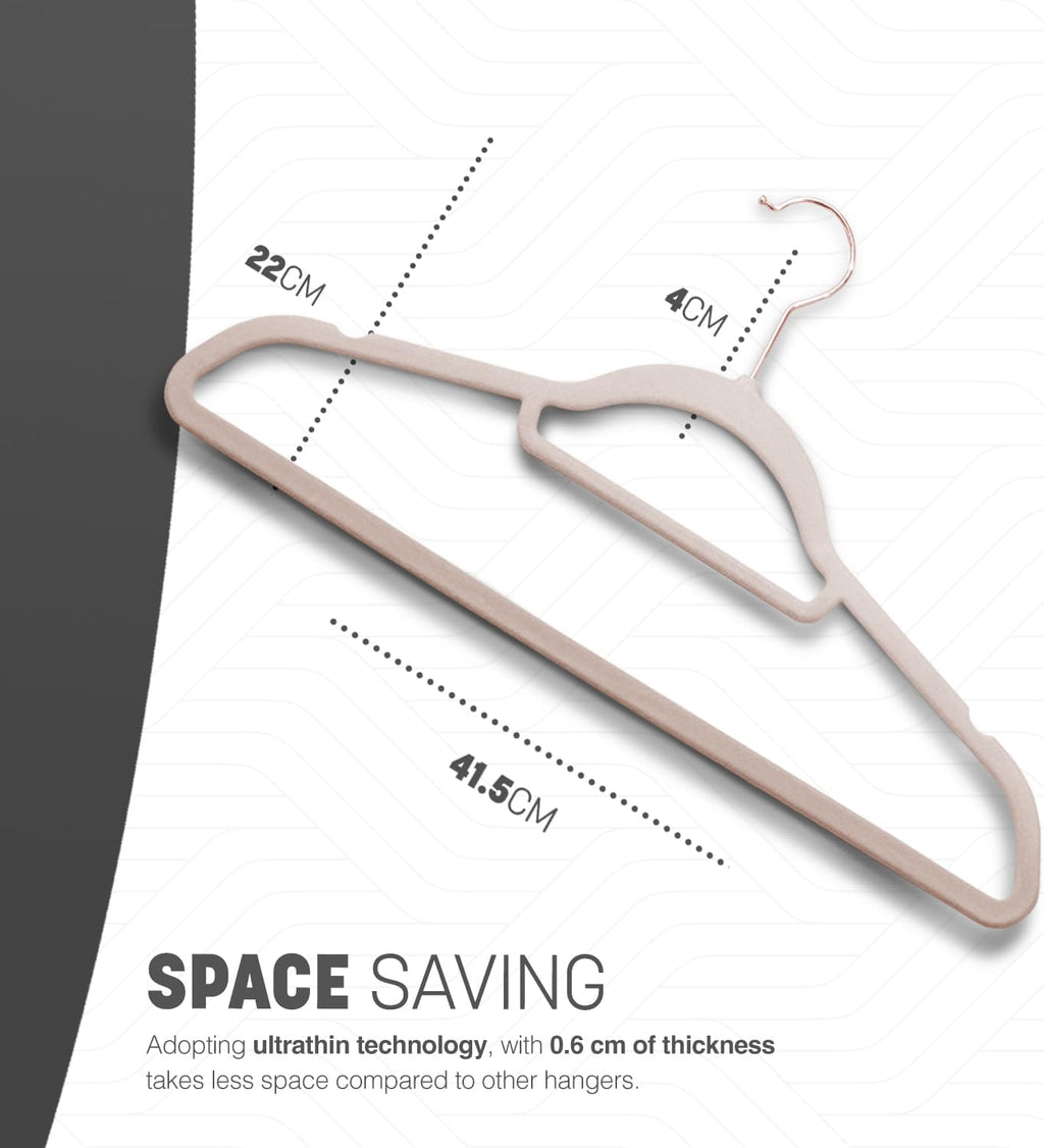 Velvet Hangers 20 Pack - Non-Slip Clothes Hangers with Tie Bar & 360° Hook - Durable & Sturdy, Space-Saving Wardrobe Organisers for Suits, Jackets & Clothes- Home Storage Solution (Blush Pink)