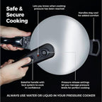 T80244 6L/22cm Pressure Cooker with Steamer Basket, Stainless Steel, Silver
