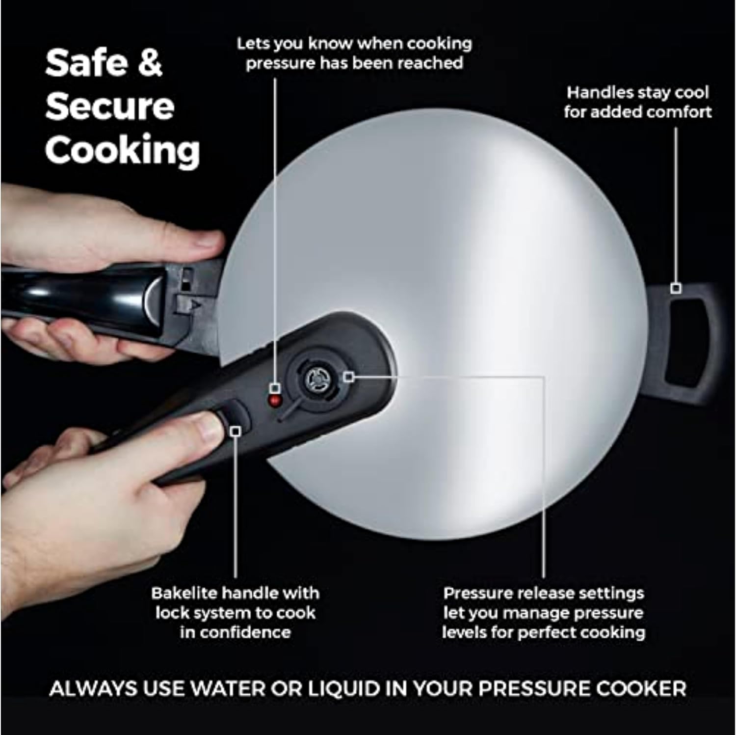 T80244 6L/22cm Pressure Cooker with Steamer Basket, Stainless Steel, Silver
