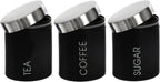 Housewares Liberty Tea, Coffee and Sugar Canisters - Set of 3, Black