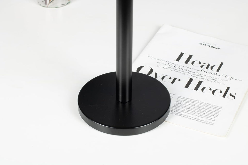 Weighted Paper Towel Holder Countertop Stainless Steel Napkin Holder for Large Roll Free Standing Paper Towel Roll Holder with Heavy Base Standing Vertical Paper Holder for Kitchen Rv (Matte Black)