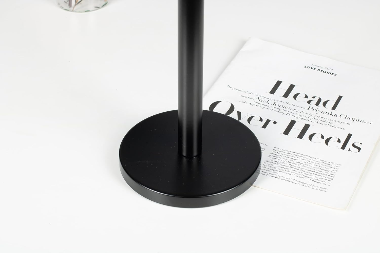 Weighted Paper Towel Holder Countertop Stainless Steel Napkin Holder for Large Roll Free Standing Paper Towel Roll Holder with Heavy Base Standing Vertical Paper Holder for Kitchen Rv (Matte Black)