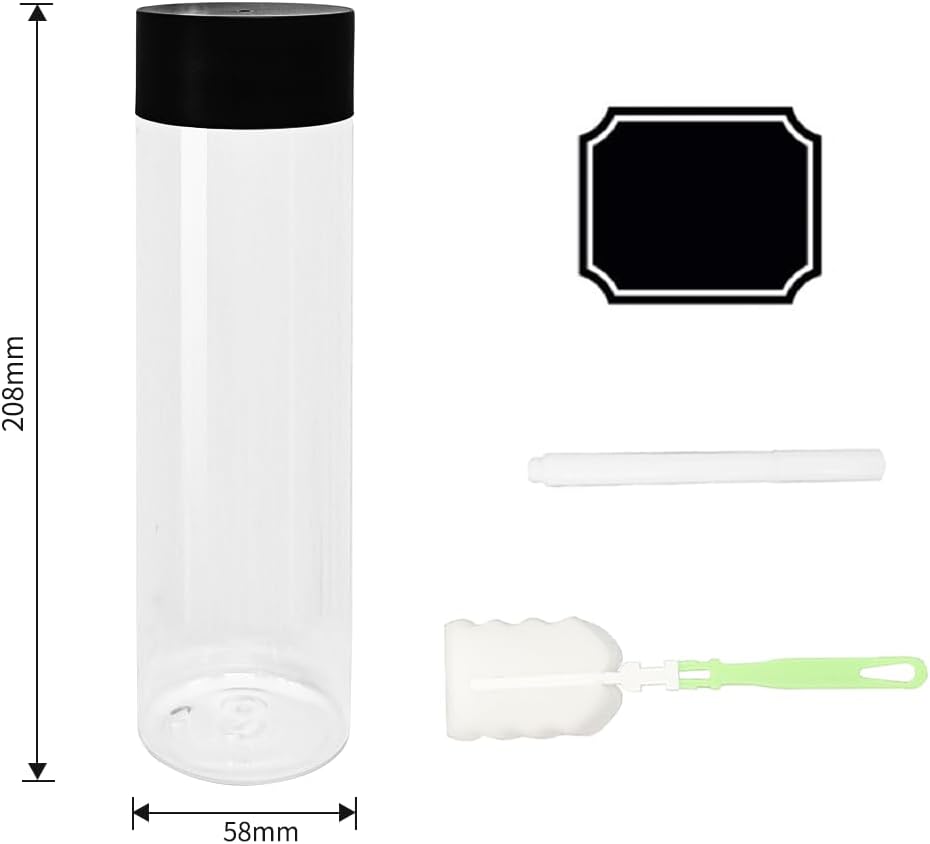 16 Pack 500ml 16oz Plastic Juice Bottles with Black Lids, Transparent Reusable Empty Drink Bottles Ideal for Water, Juice, Milk and Other Homemade Beverages