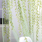 Surpass Shimmery Willow Branch Printed Rod-Pocket Sheer Curtain Single Voile Curtain Panel Green (Green)