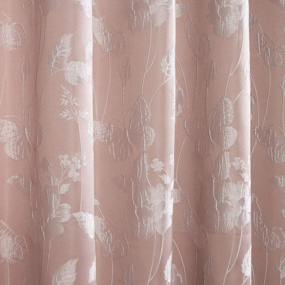 Emma Barclay Butterfly Meadow - Lined Eyelet Jacquard Curtains in Blush Pink - Width 66 x Drop 90" (168 x 228cm)