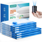 Vacuum Compression Storage Bags for Clothes - 6 Pack Reusable Space Saver Bags with Wireless Electric Air Pump for travel (3 Medium + 3 Small)