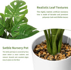 28" Artificial Plants Tropical Palm Tree Fake Monstera Tree in Pot Tall Faux Plant for Outdoor Indoor Home Garden Office Decoration