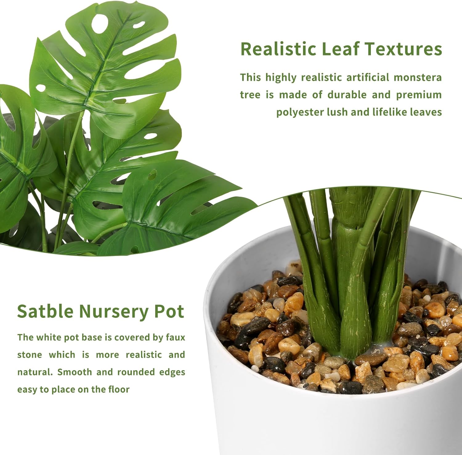 28" Artificial Plants Tropical Palm Tree Fake Monstera Tree in Pot Tall Faux Plant for Outdoor Indoor Home Garden Office Decoration