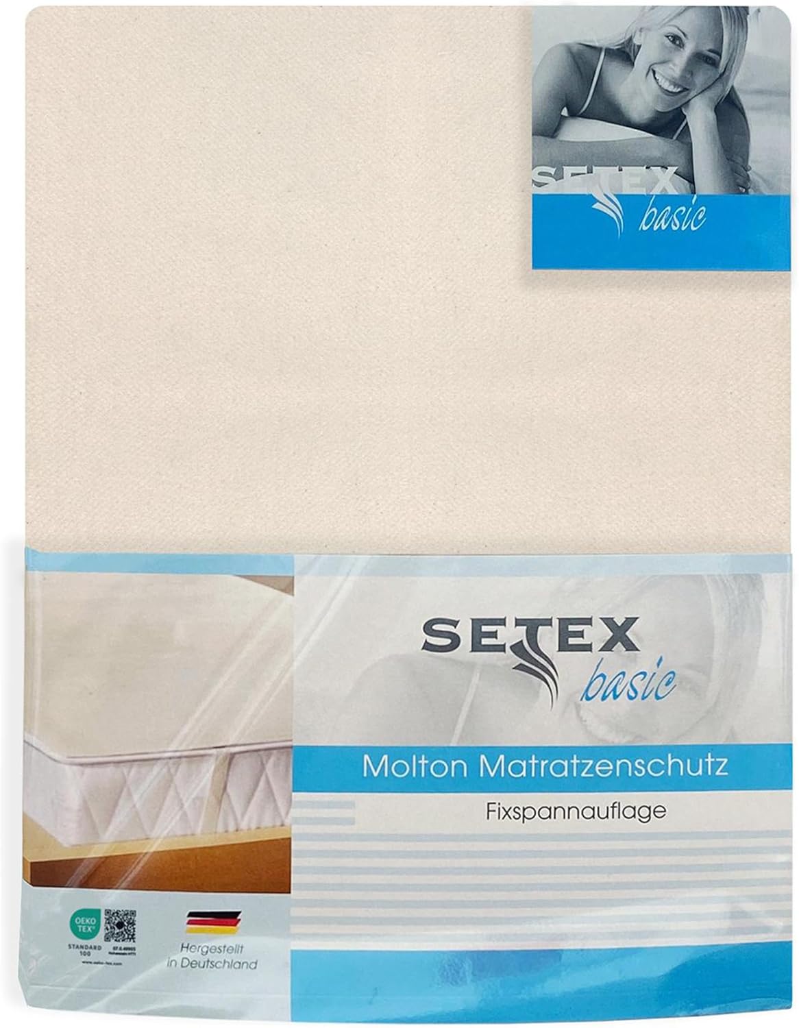 SETEX Mattress Protector, Cotton, Natural, 90 x 190 cm