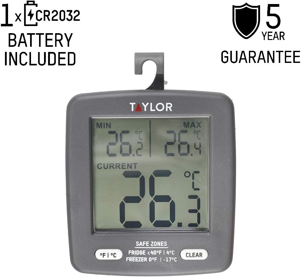 Pro Freezer Thermometer, Energy Saving, Current-Min-Max Temperature Display, -4°F to -140°F Range, Black
