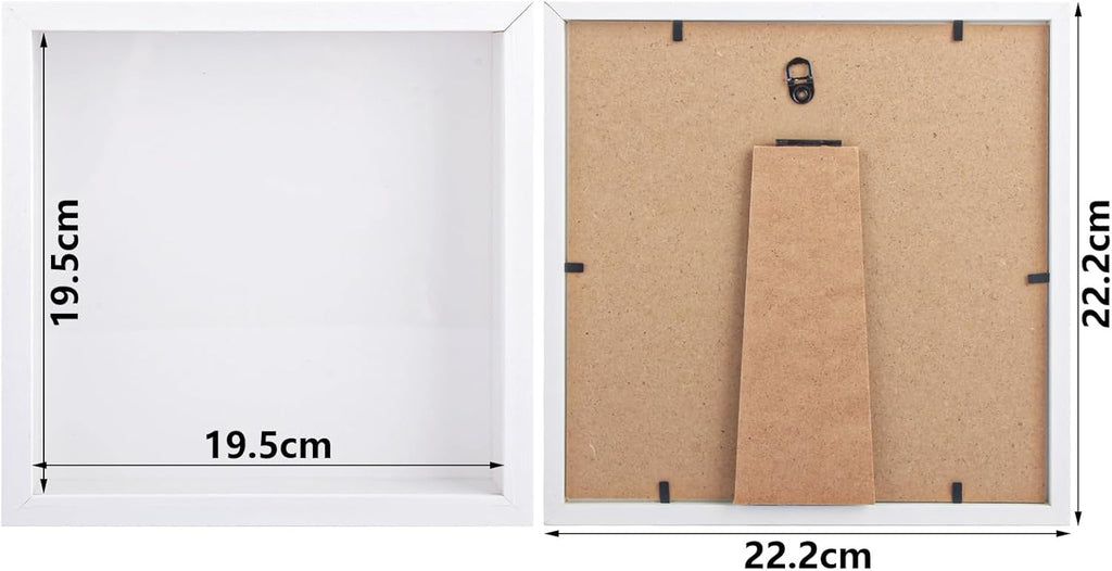 3D Shadow Box Frame, White 8x8 inch Picture Frame 1.2 Inch Deep Box Frames Wooden Display Box for Crafts, Photos, Artworks, Bouquet, Memory Tickets