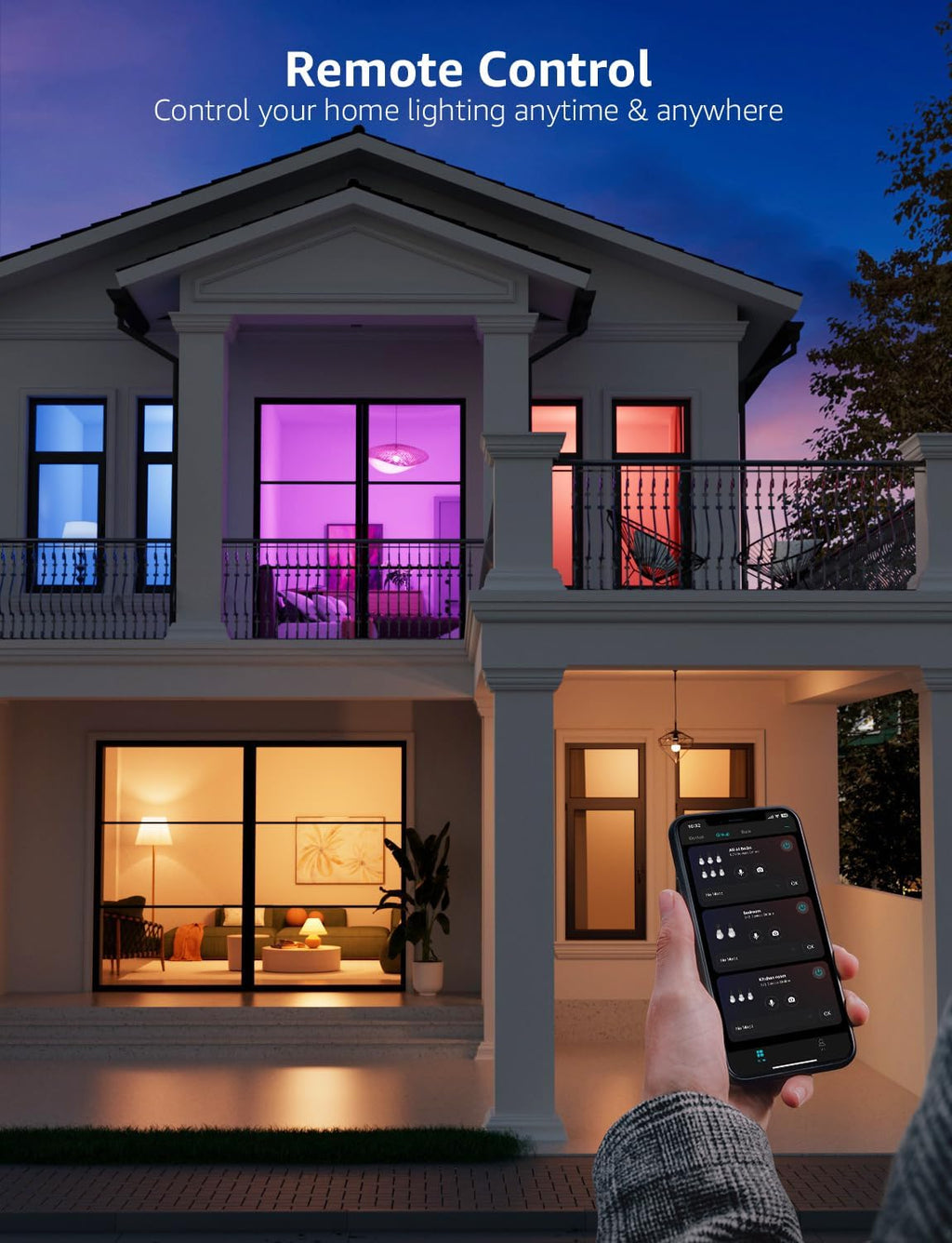 AI Smart Bulb E27, Music Sync WiFi Bulb, Voice Control Smart Screw Bulb, Colour Changing Light Bulbs, RGBCCT, Work with Alexa & Google Assistant, Personalized AI Lighting Designer