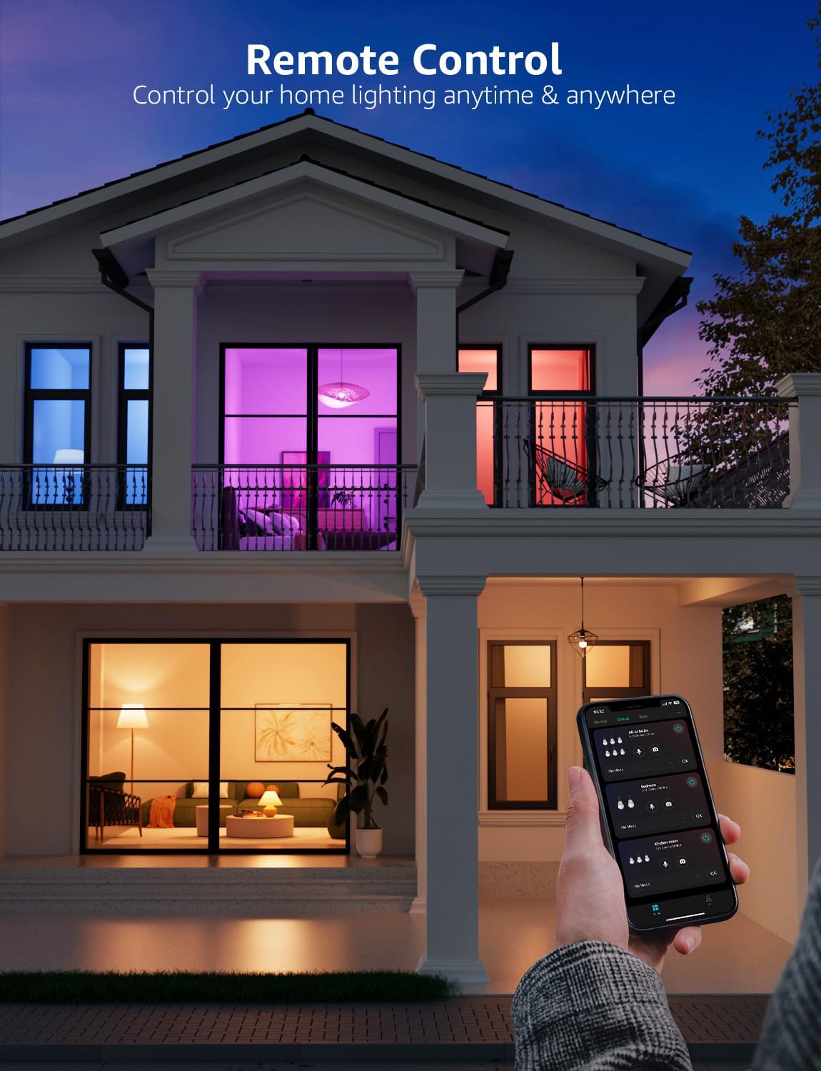 AI Smart Bulb E27, Music Sync WiFi Bulb, Voice Control Smart Screw Bulb, Colour Changing Light Bulbs, RGBCCT, Work with Alexa & Google Assistant, Personalized AI Lighting Designer