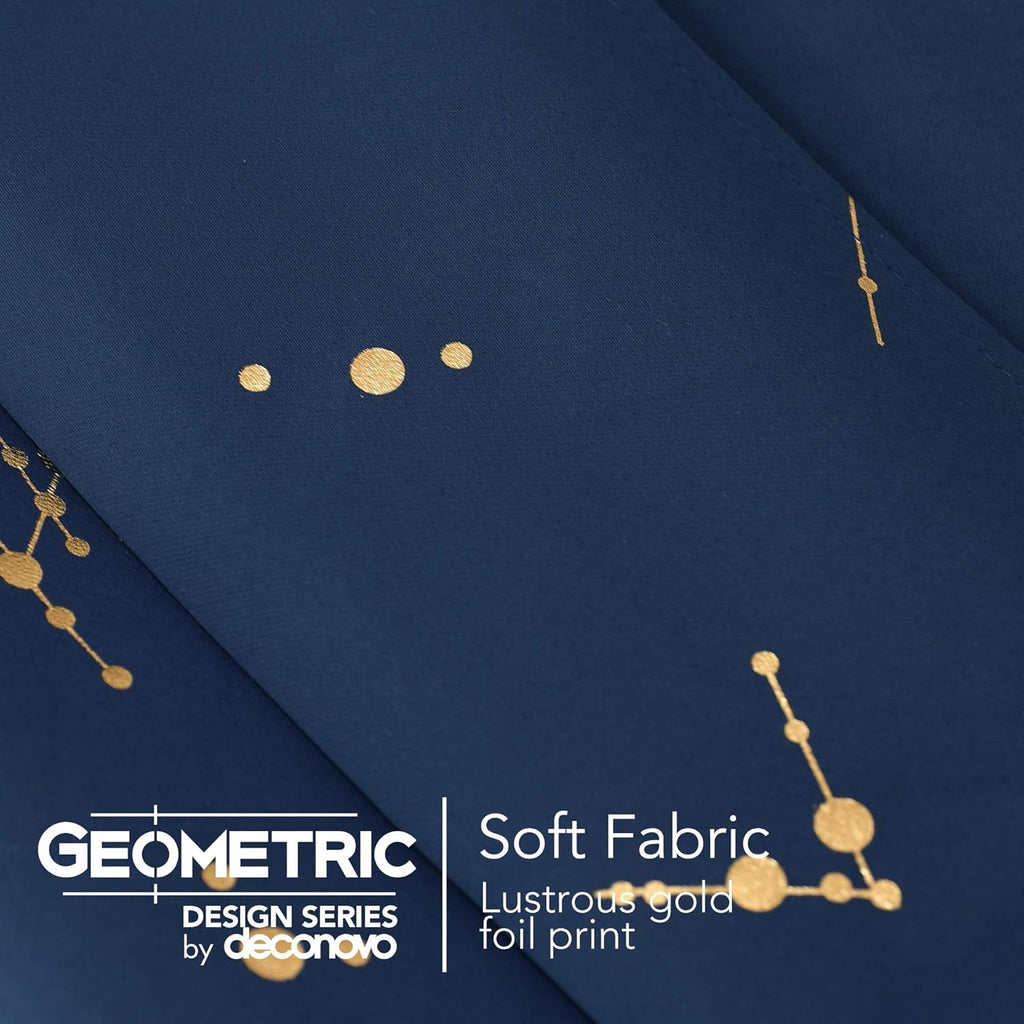Curtains, Eyelet Blackout Curtains, Gold Constellation Printed Thermal Insulated Curtains for Boys Bedroom, 52 x 63 Inch(Width x Length), Navy Blue, 2 panels
