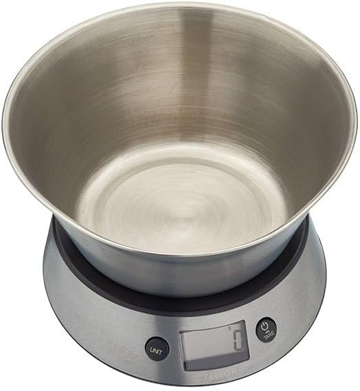 Pro Digital Kitchen Food Scales with Removable Bowl, Professional Standard with Tare Feature and Precision Accuracy, Stainless Steel Finish, Weighs 5 kg Capacity, Silver