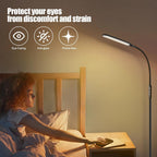 LED Floor Lamp, Reading Standing Lamps with Touch Control for Living Room, Bedroom, Dimmable Standing Lamp with 5 Color Temperature & 5 Brightness Levels, Gooseneck Height Adjustable, Black
