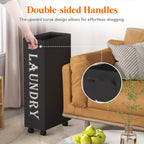 Lifewit Slim Rolling Laundry Basket with Wheels, 75L Collapsible Tall Laundry Basket with Handles, 2 Packs Narrow Laundry Room Organization for Laundry Room Dorm Bathroom Bedroom, Black