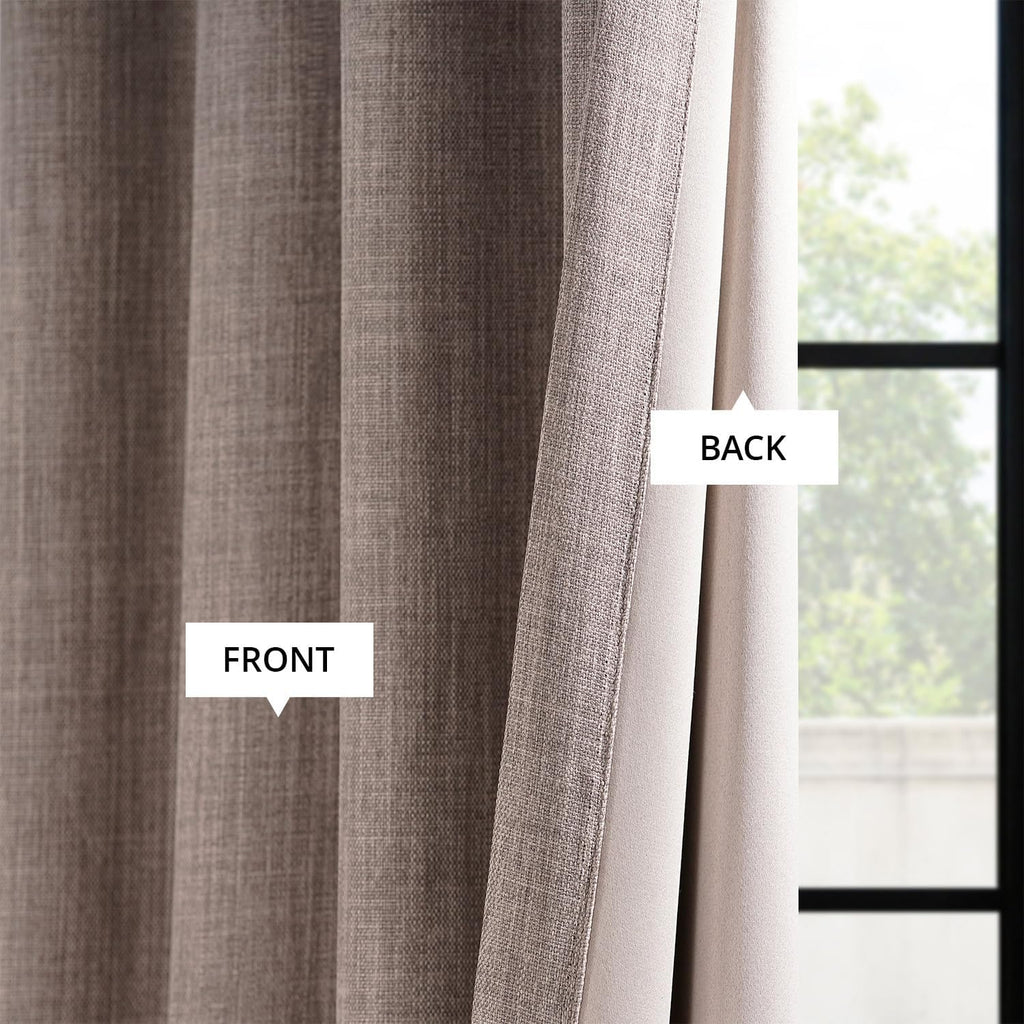 HPD Half Price Drapes BOCH-LN185-P Faux Linen Room Darkening Curtains for Bedroom (1 Panel), 50 x 120 cm, Mink