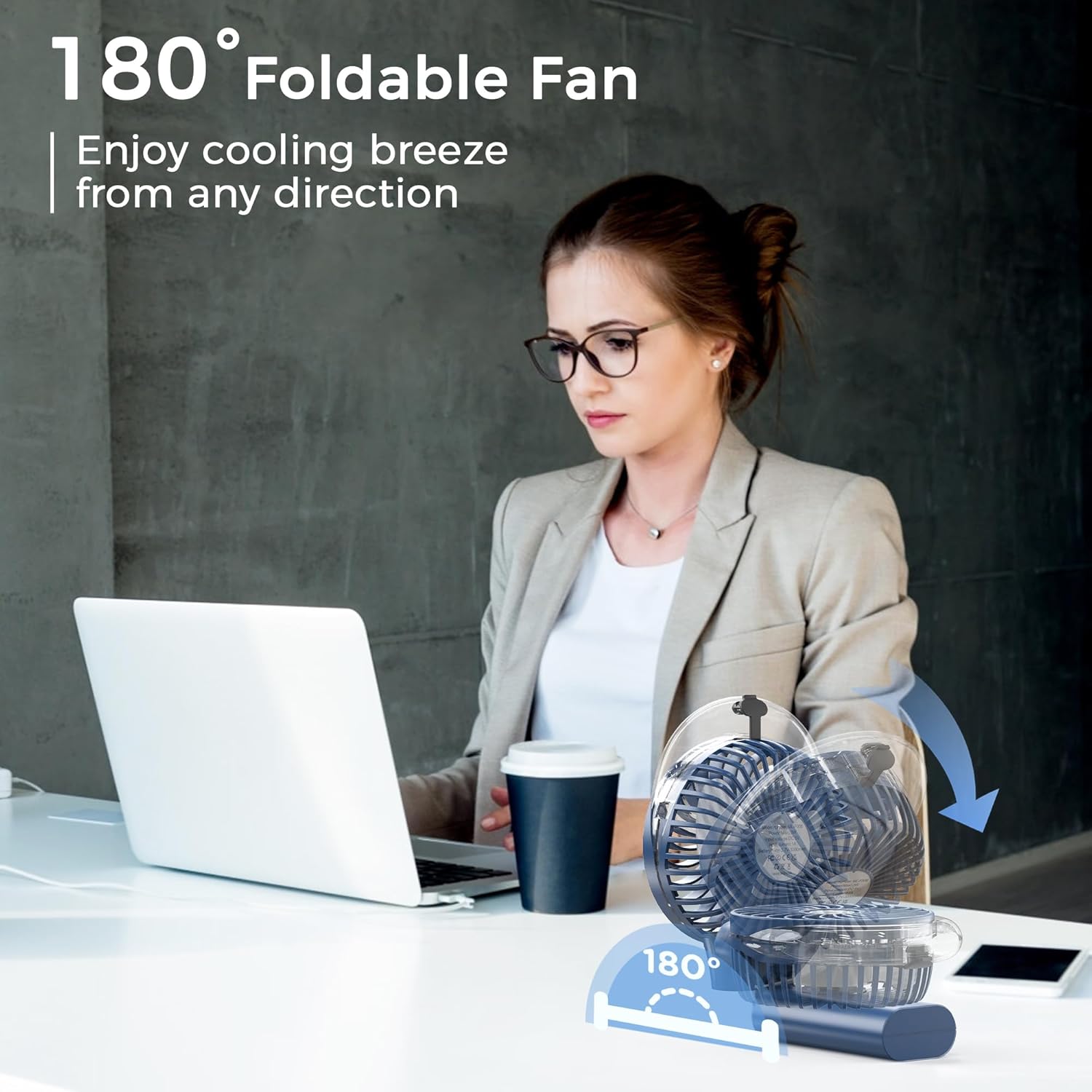 COMLIFE Portable Handheld Misting Fan, 3000mAh Rechargeable Battery Operated, 180° Foldable, Mini Personal Fan with Water Sprayer for Travel, Makeup, Home, Office, Camping, Outdoors