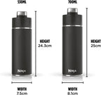 Thirsti Water Bottle and Flask 530 ML With Leak-Proof Lid, Designed For Carbonated, Hot & Cold Drinks, Ideal For Travel & Sports, Triple Insulated, Stainless Steel Bottle, Black, DW1801EUUKBK