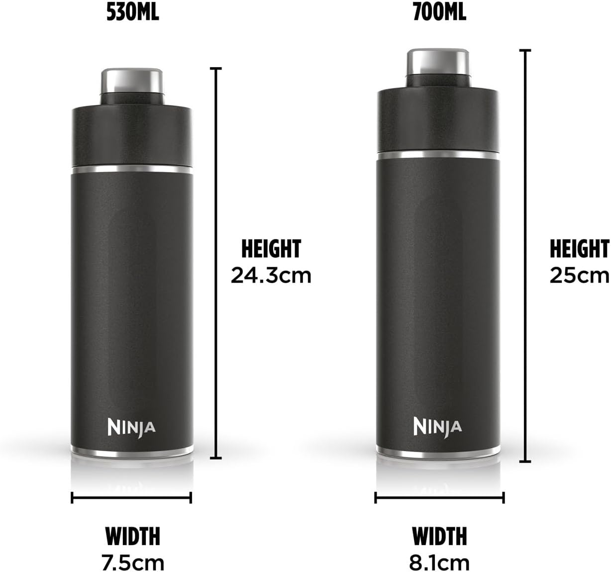 Thirsti Water Bottle and Flask 530 ML With Leak-Proof Lid, Designed For Carbonated, Hot & Cold Drinks, Ideal For Travel & Sports, Triple Insulated, Stainless Steel Bottle, Black, DW1801EUUKBK