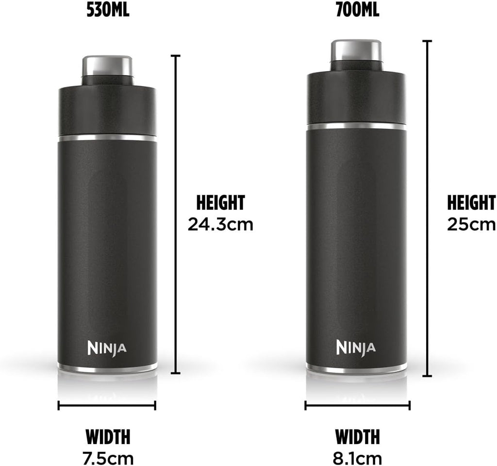 Thirsti Water Bottle and Flask 530 ML With Leak-Proof Lid, Designed For Carbonated, Hot & Cold Drinks, Ideal For Travel & Sports, Triple Insulated, Stainless Steel Bottle, Black, DW1801EUUKBK