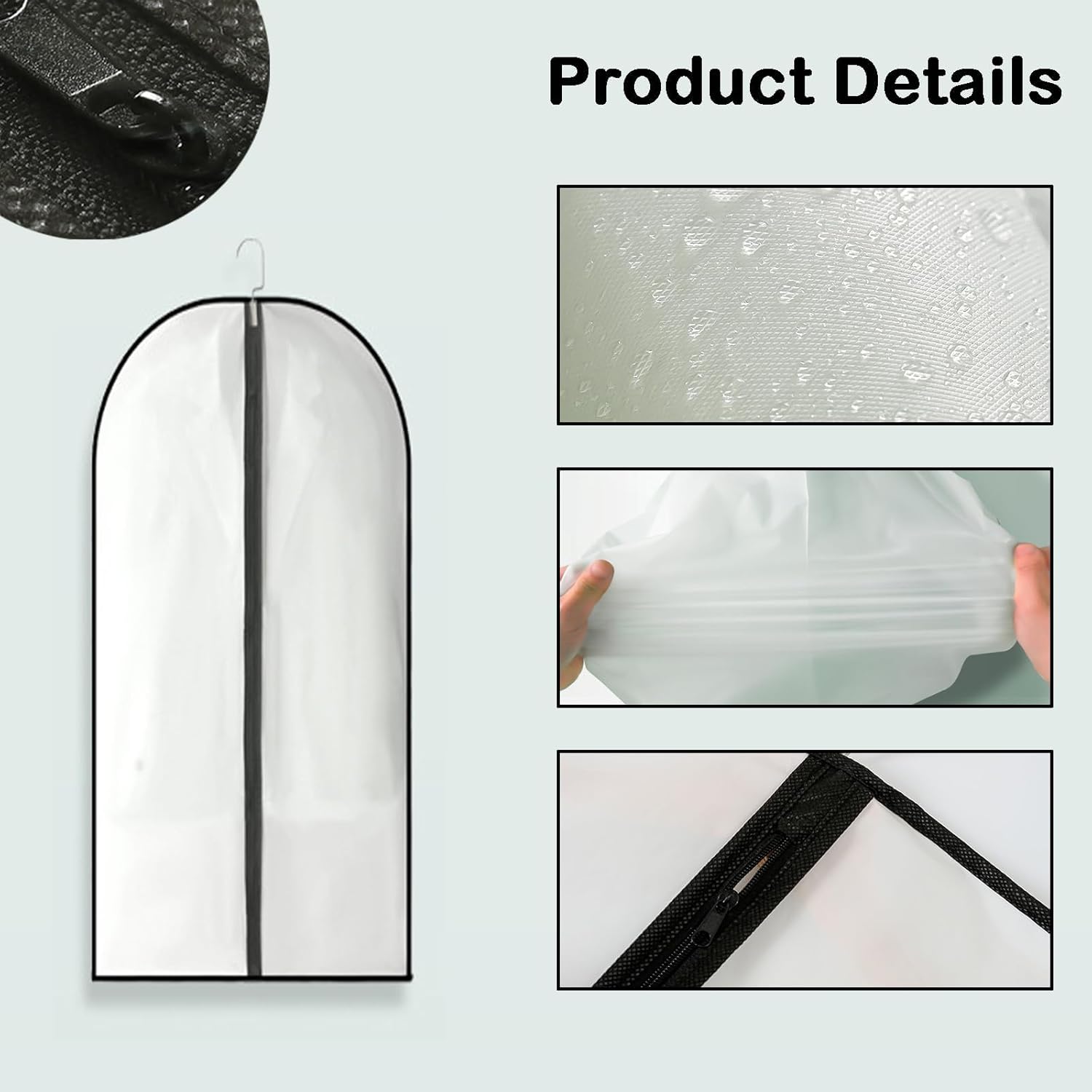 2PCS Dress Bags Covers Long Garment Covers Bag Dress Bag Long Dress Bags Covers Translucent with Zip Waterproof Dustproof Dress Covers Garment Bags Full Length(60 * 140cm)