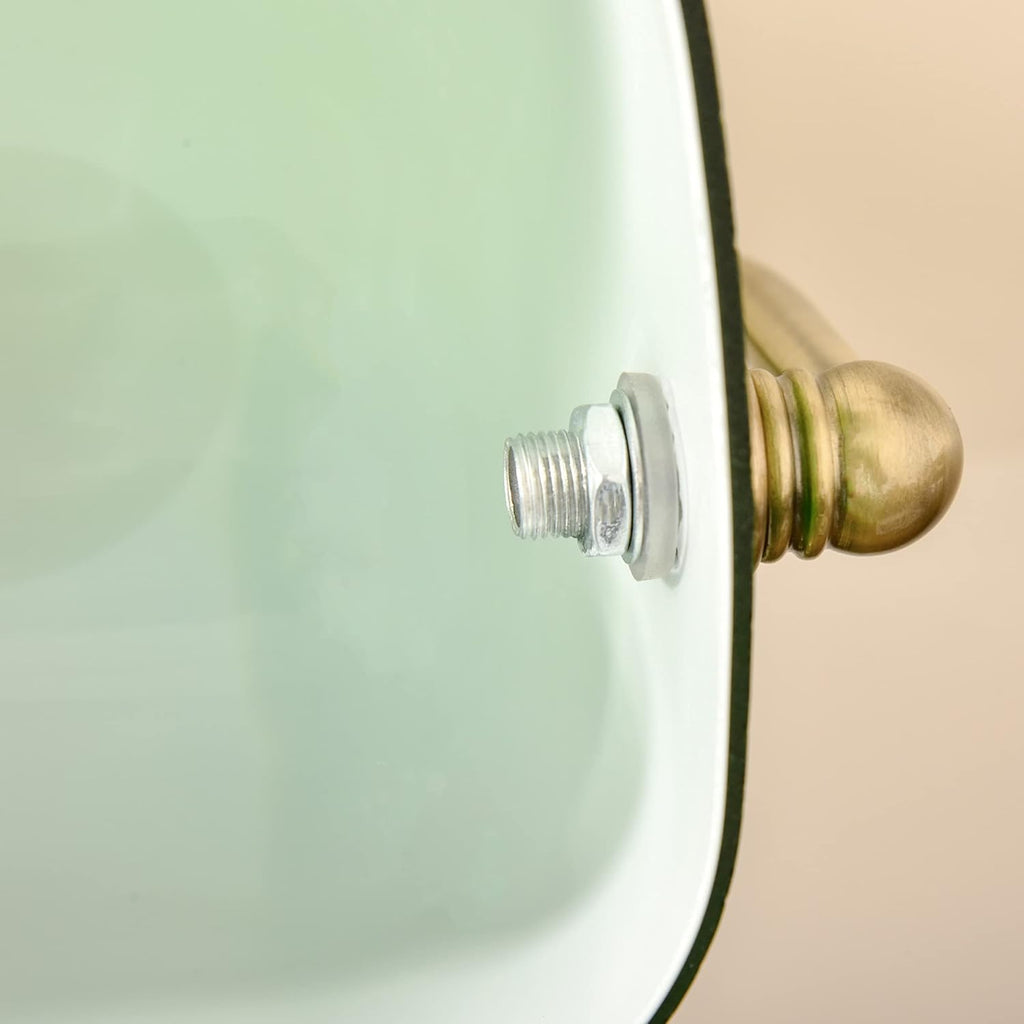 Banker's Table Lamp Desk Lamp with Antique Bronze Tone Base, Green Glass Shade and Pull Rope Switch for Home Office, Living Room, Bedroom, Dining Room, Green