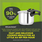 T80244 6L/22cm Pressure Cooker with Steamer Basket, Stainless Steel, Silver