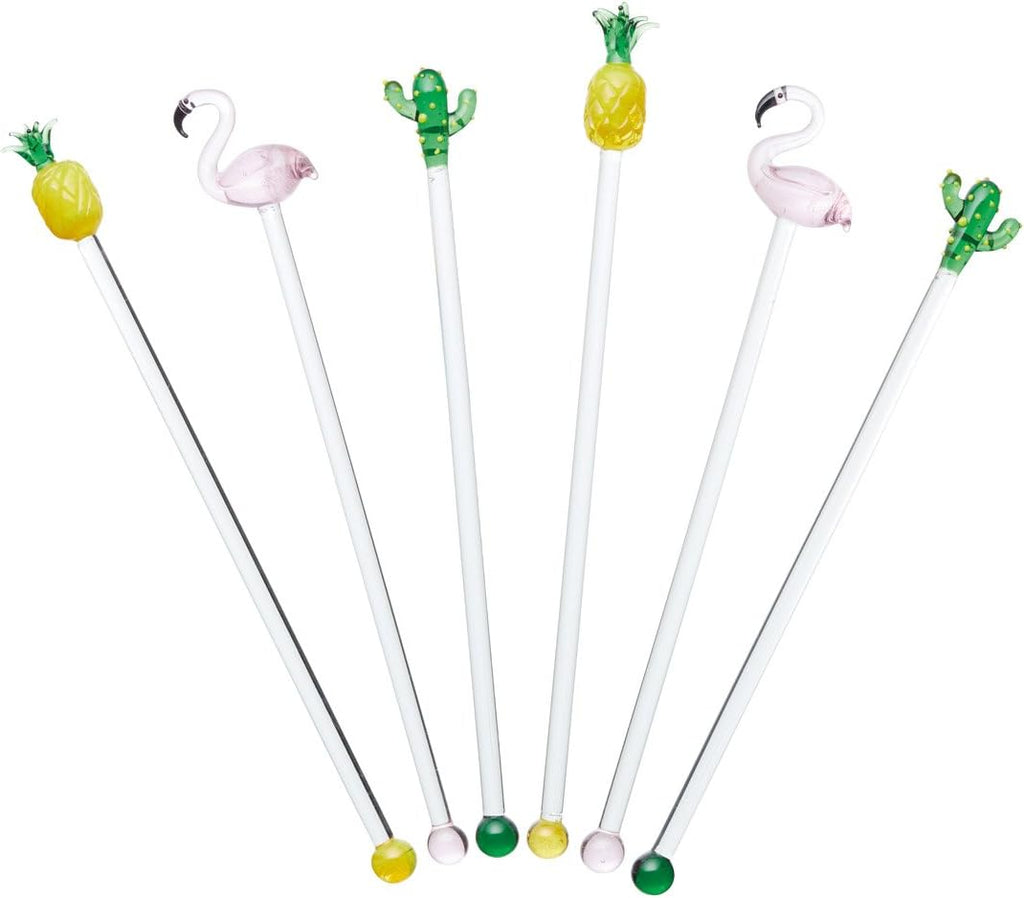 BCSTIRASTD Tropical Chic Novelty Glass Cocktail Stirrers (Set of 6), 1 x 1 x 1 cm