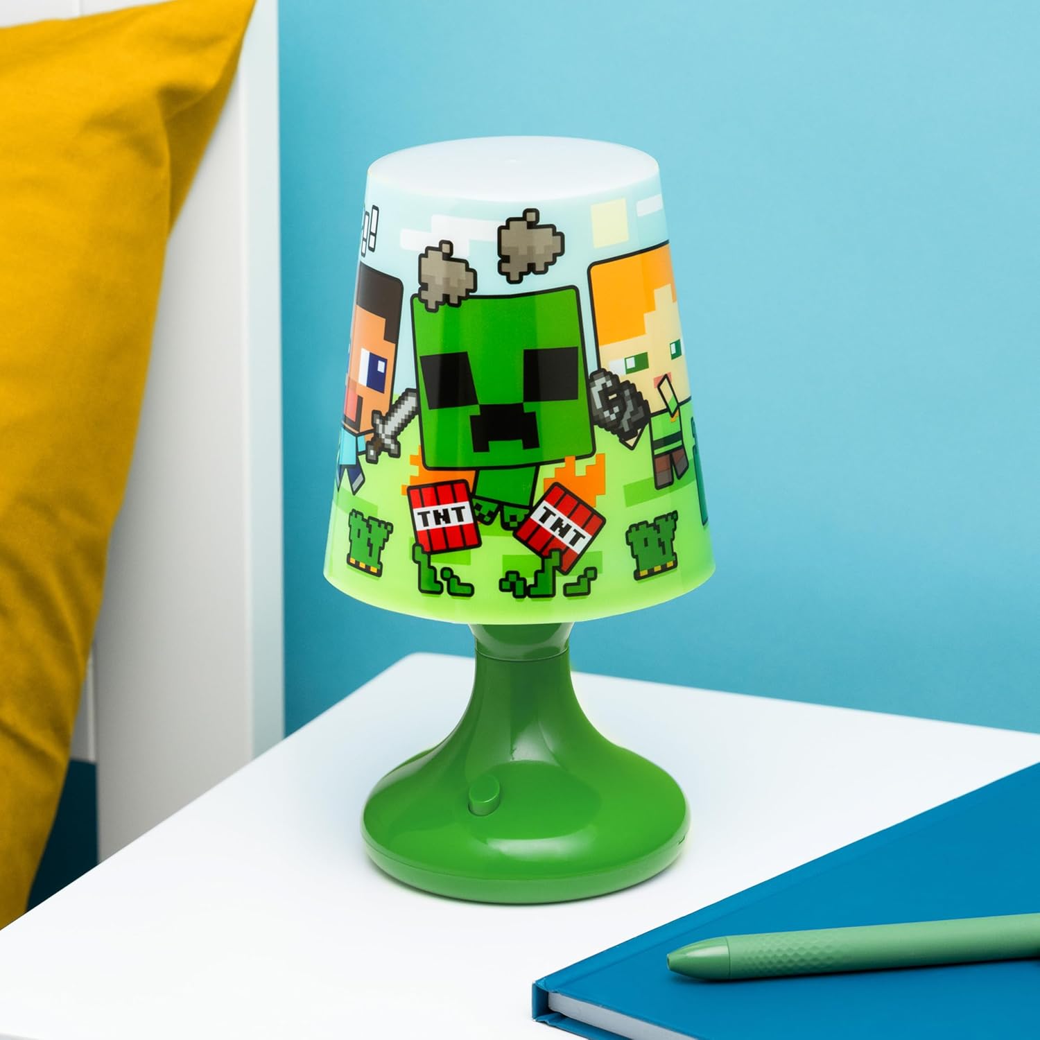 Paladone Minecraft Colour Phasing Table Lamp, Officially Licensed RGB LED Night Light for Kids and Gamers, Pop Culture and Gaming Merchandise
