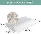 Memory Foam Pillow Neck Support Pillows Orthopaedic Cervical Soft Deep Sleep for Side Sleepers and Back with Washable Cover 60 x 35 cm White