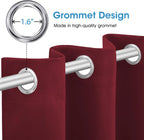Burgundy Red Blackout Curtains 2 Panels 52 X 45 Inch Drop Room Darkening Eyelet Curtains for Bedroom, Thermal Insulated Light Blocking Window Drapes