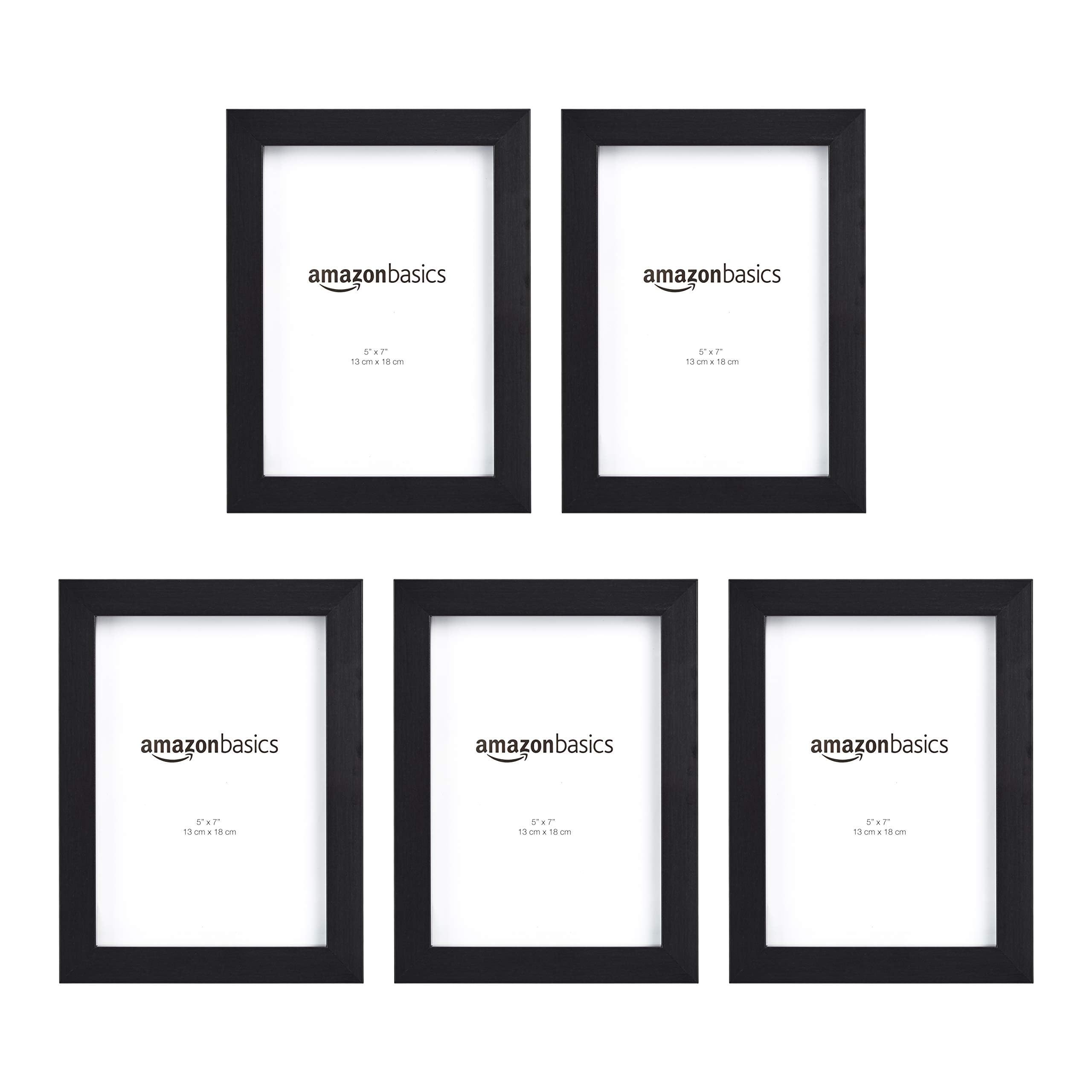 Rectangular Photo Frame, 13 cm x 18 cm, 5-Pack, Black