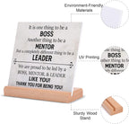Boss Gifts Desk Decor - Best Boss Mentor Leader Gift From Employee Coworkers, Team Leader Gifts for Christmas Birthday Retirement, Thank You Gifts Plaque with Wooden Stand
