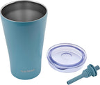 The Sipper Stainless Steel Insulated Tumbler with Straw and Lid Double Walled BPA Free Splash Proof Travel Cup for Cold Drinks 550ml - Powder Blue