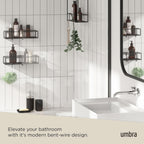 Cubiko Shower Shelf, Metal Floating Shelves with Adhesive Mounting Strips, 2-Pack, Black