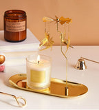 Spinning Candle Holder with Tray, Golden Candle Spinner,Rotating Metal Tea Light Candle Holder for Table Centerpiece Valentine's Day, Xmas Party Decor or Gift (Elf)