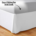 ® Plain Dyed Poly Cotton Pleated Platform Base Valance Sheets | Single | Double | King | Super King | (Double, White)
