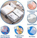 50 Pcs 5 Sizes Zip Lock Bags for Clothes,Maternity Hospital Bag Organiser Pouches,Clear Plastic Reusable Ziplock Bags for Clothes,Travel,Luggage,Shoes,Cosmetics,Frosted and Transparent,No Holes