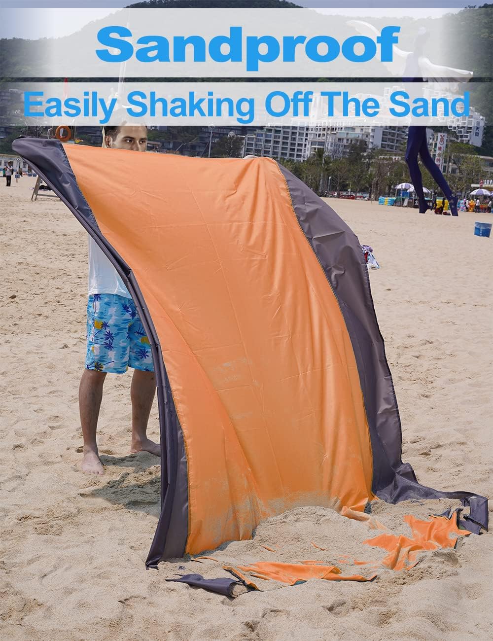 Beach Blanket Picnic Blanket, Extra Large 250 x 200cm Sandproof Waterproof Beach Mat with 4 Stakes for 5-8 Adults, Summer Essentials Outdoor Blanket for Travel Camping Hiking Picnic (Pink)